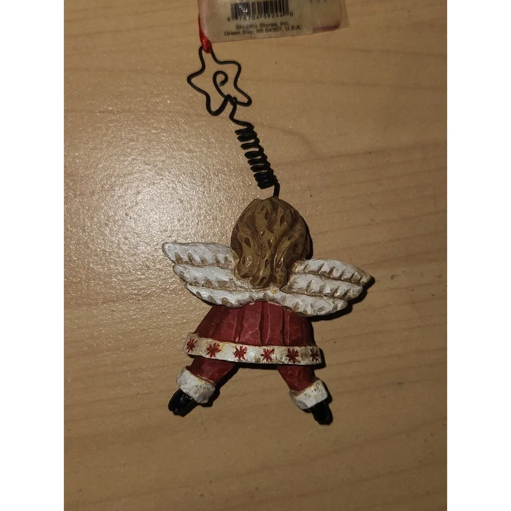 2 Trimmerry Treasures SNOWMAN & ANGEL Double Sided Resin Ornament 3.5